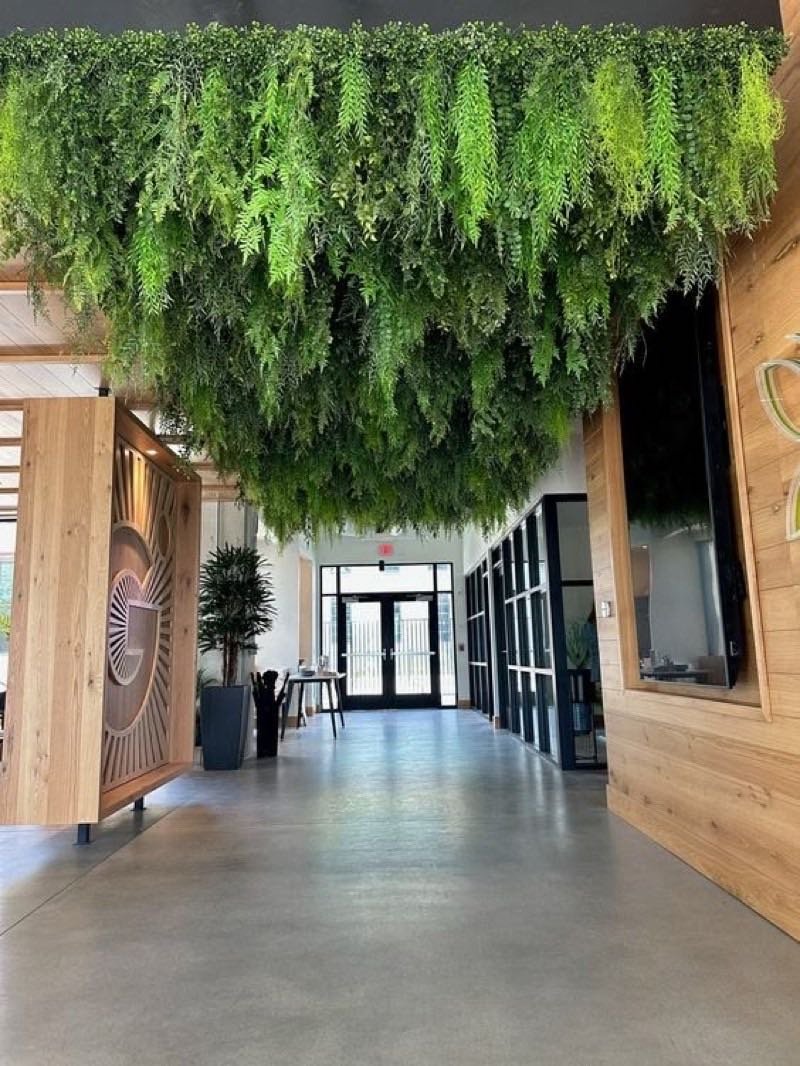 Commercial corridor greenery installation